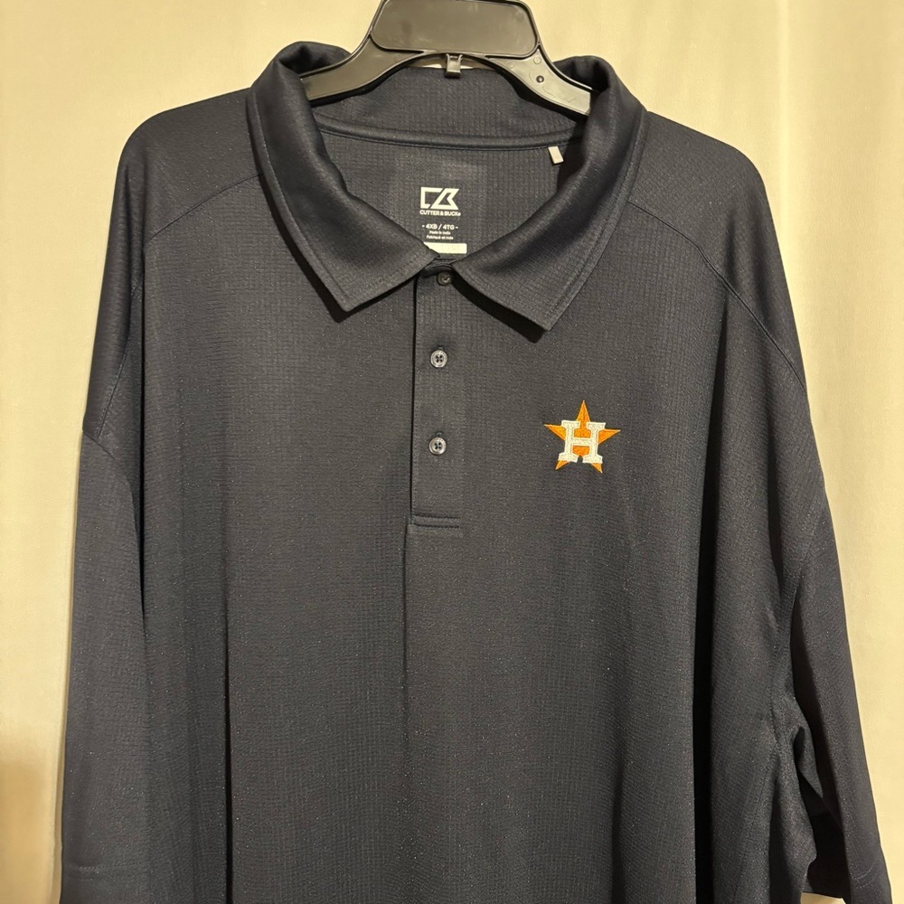 Cutter and Buck 4XB Men's Navy Blue Polo Shirt with Houston Astros logo